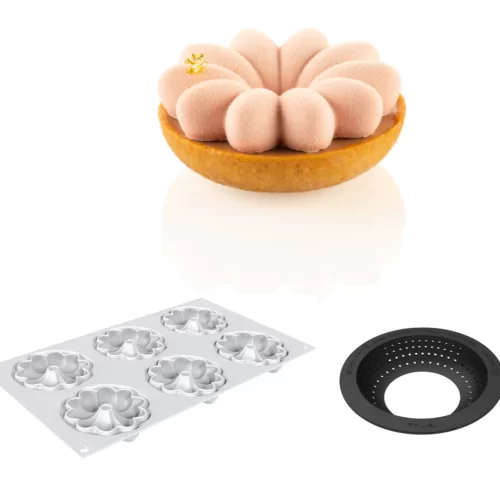 KIT SILIKONSKI KALUP BLOOM + OBRUČ ZA TARTOVE Ø80 MM